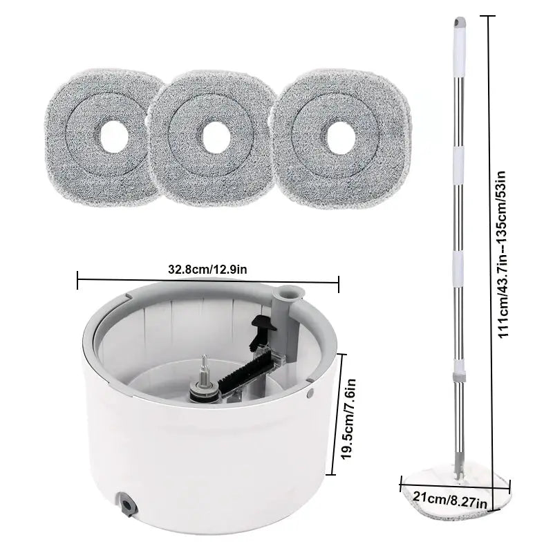 Round Flat Mop Bucket Set with Adjustable Handle–Dirty/Clean Water Separation System, Self-Wringing Spin Mop and Bucket Cleaning from PriceLows™