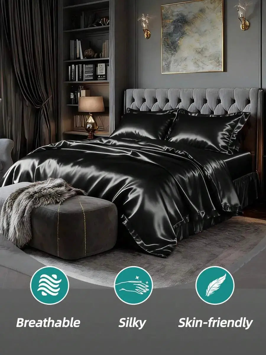 Microfiber Satin Sheets | 80 Thread Count | Silky Soft Feel | Three Piece Set