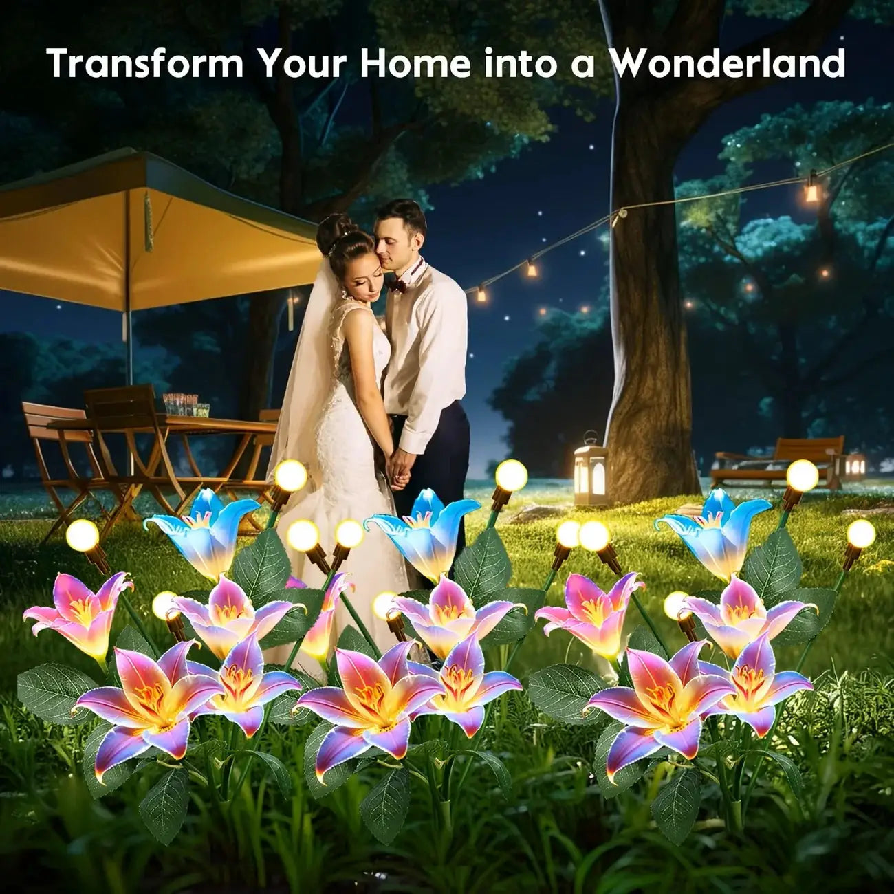 Lily Flower Solar Outdoor Light Ip65 Waterproof Solar Powered for Garden Pathway Landscape Lights Courtyard Yard Decoration from PriceLows™