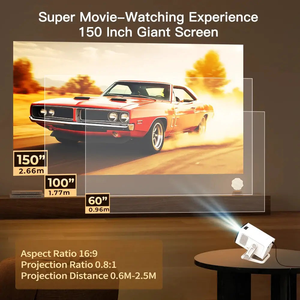 Portable Projector | Android 11 | 400 ANSI Lumens | WiFi 6
