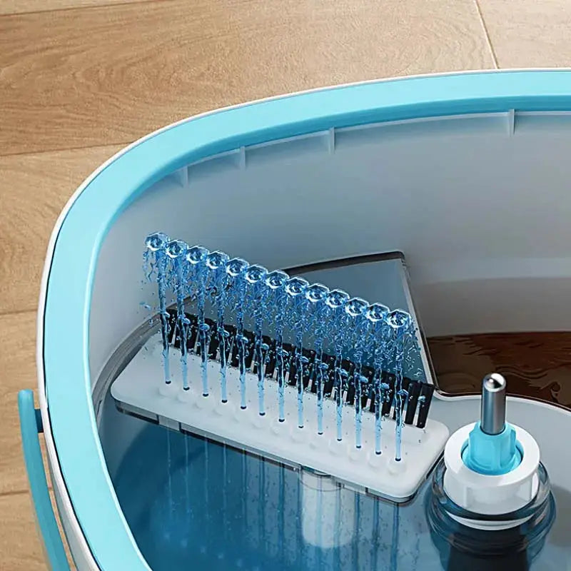 Spin Mop and Bucket Set with Dirty and Clean Water Separation System, Self-Wringing 360° Rotating Flat Mop, Hands-Free Self from PriceLows™