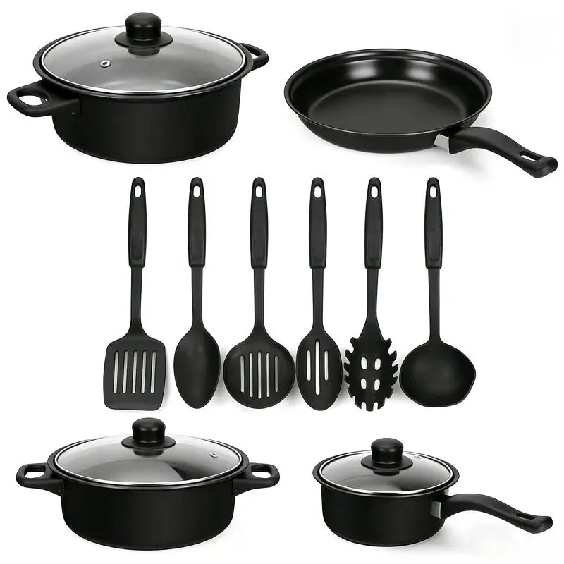 Cast Iron Cookware Set | 13-Piece | 24 cm Diameter | Camping Travel