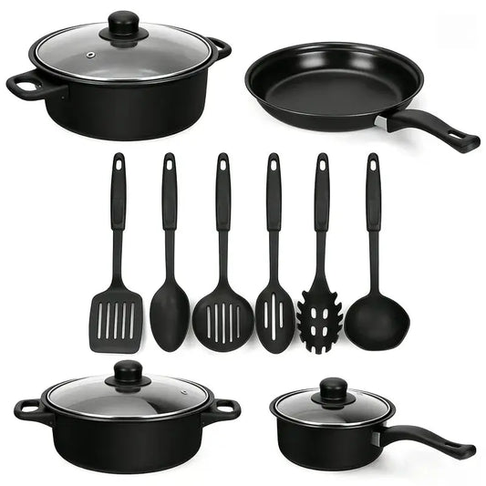 Cast Iron Cookware Set | 13-Piece | 24 cm Diameter | Camping Travel