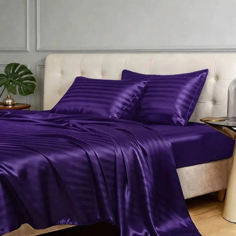 Satin Sheet Set | Cool Touch Microfiber | 4 Piece Bedding | Queen King Twin