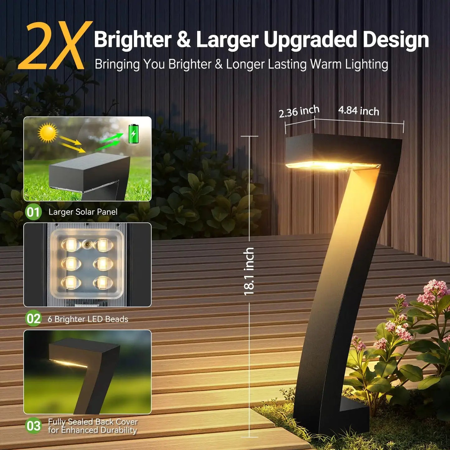 Upgraded Bright LED Solar Lights Outdoor Pathway Lights, IP65 Waterproof Solar Garden Lights for Yard Driveway Walkway Decor from PriceLows™