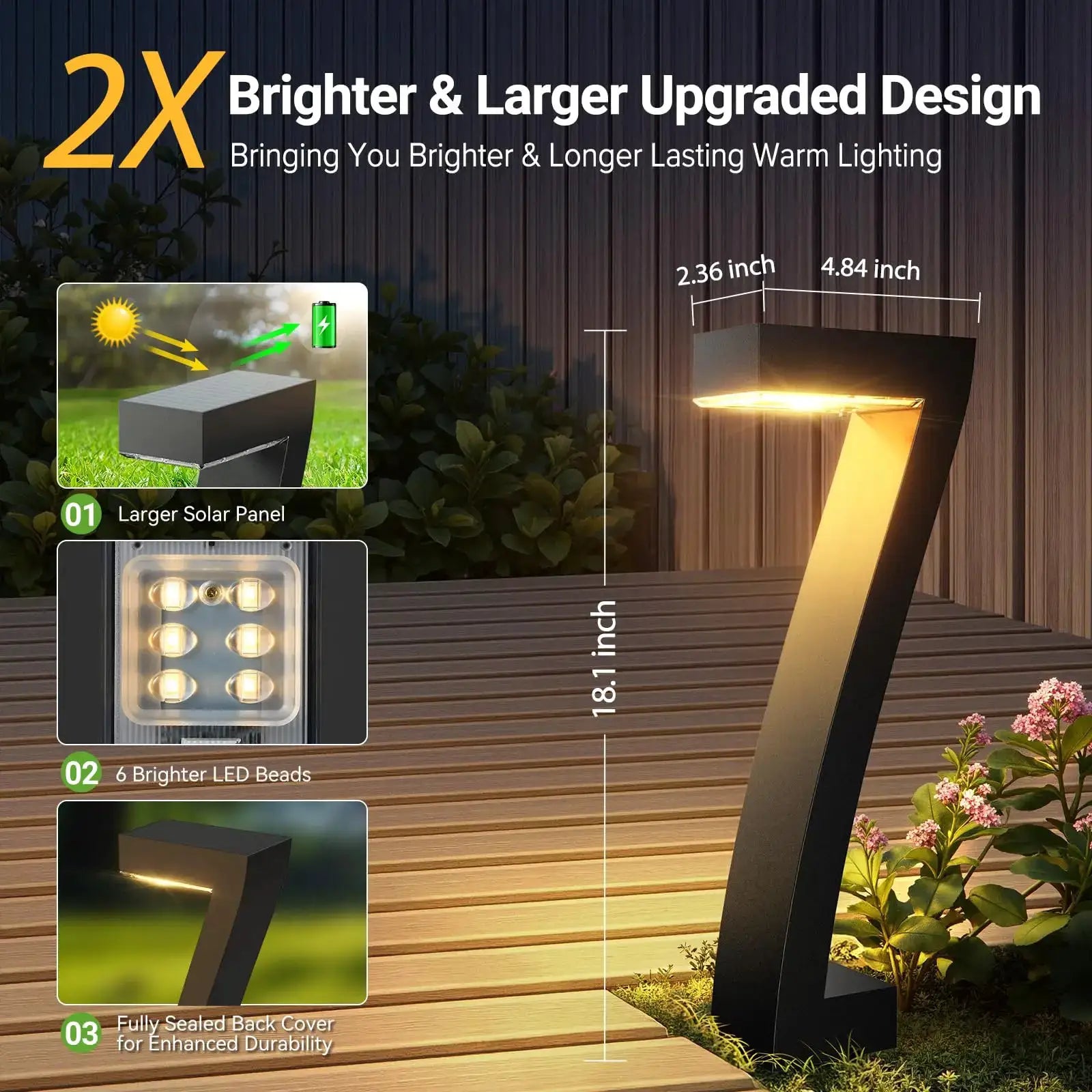 Upgraded Bright LED Solar Lights Outdoor Pathway Lights, IP65 Waterproof Solar Garden Lights for Yard Driveway Walkway Decor from PriceLows™