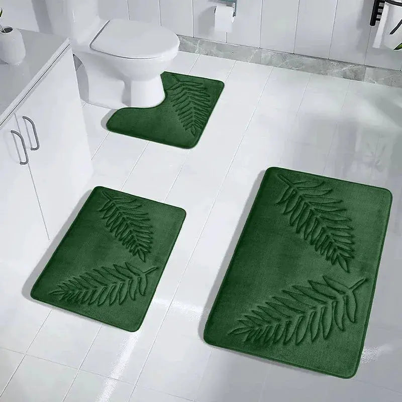 3 Piece Bathroom Mat Memory Foam Ultra Soft and Absorbent Leaf Bath Rugs Thick Washable For Bathroom Toilet Tub Mat Set from PriceLows™