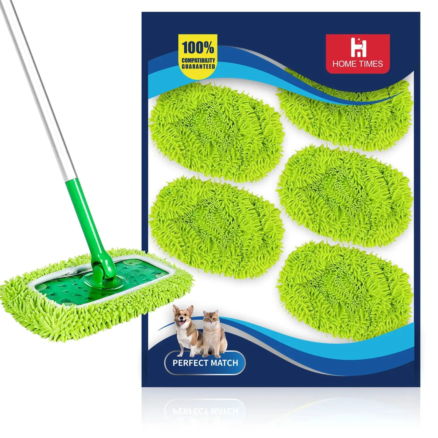 HOME TIMES Reusable Mop Pads Compatible with Swiffer Sweeper Mop, Microfiber Dry Sweeping Cloths, Wet Pads Refills 5 Pack from PriceLows™