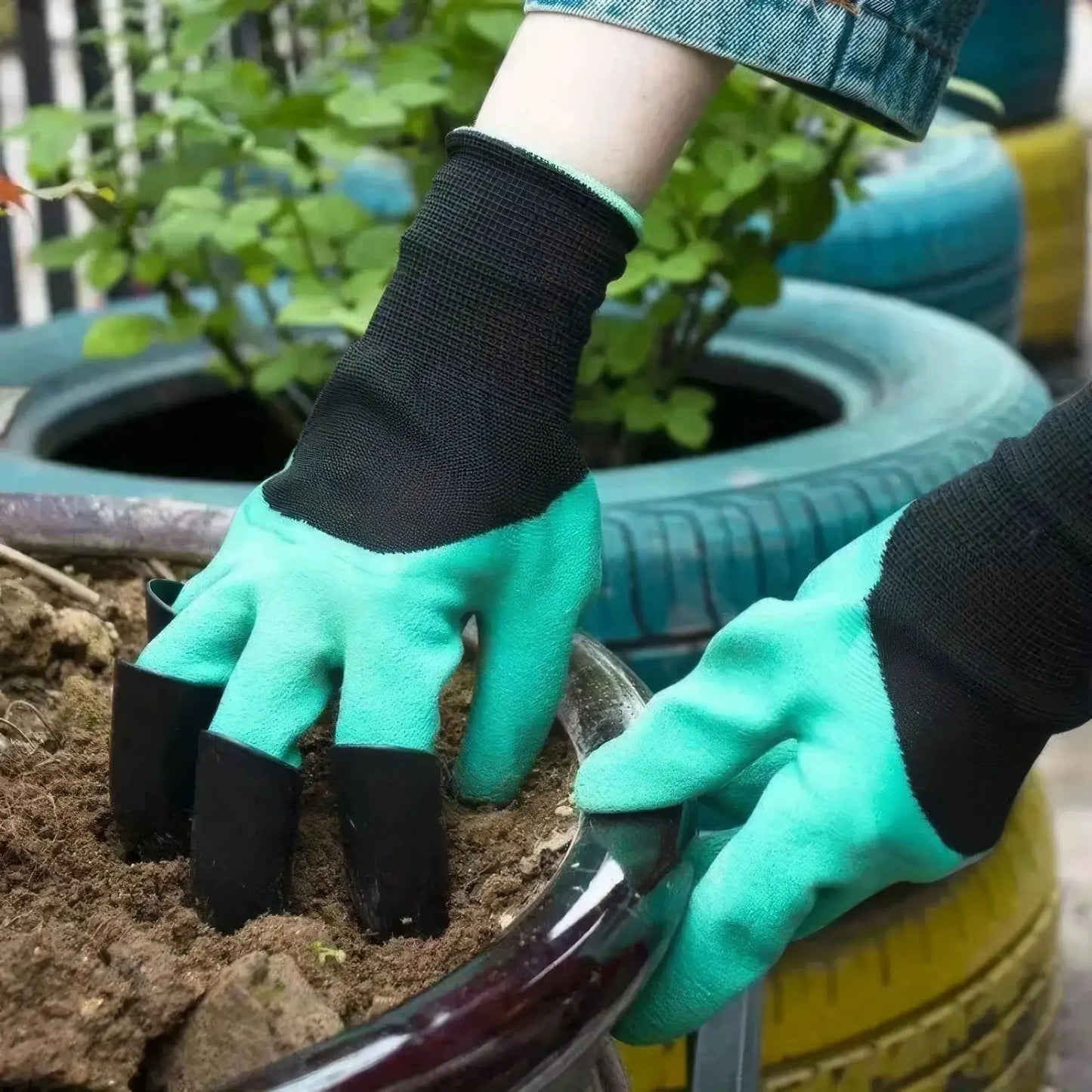 1 Pair of Green Octopus Gardening Gloves, Unisex, with Claw Design, Lightweight Design, Easy To Dig, Sow, and Protect Fingers from PriceLows™