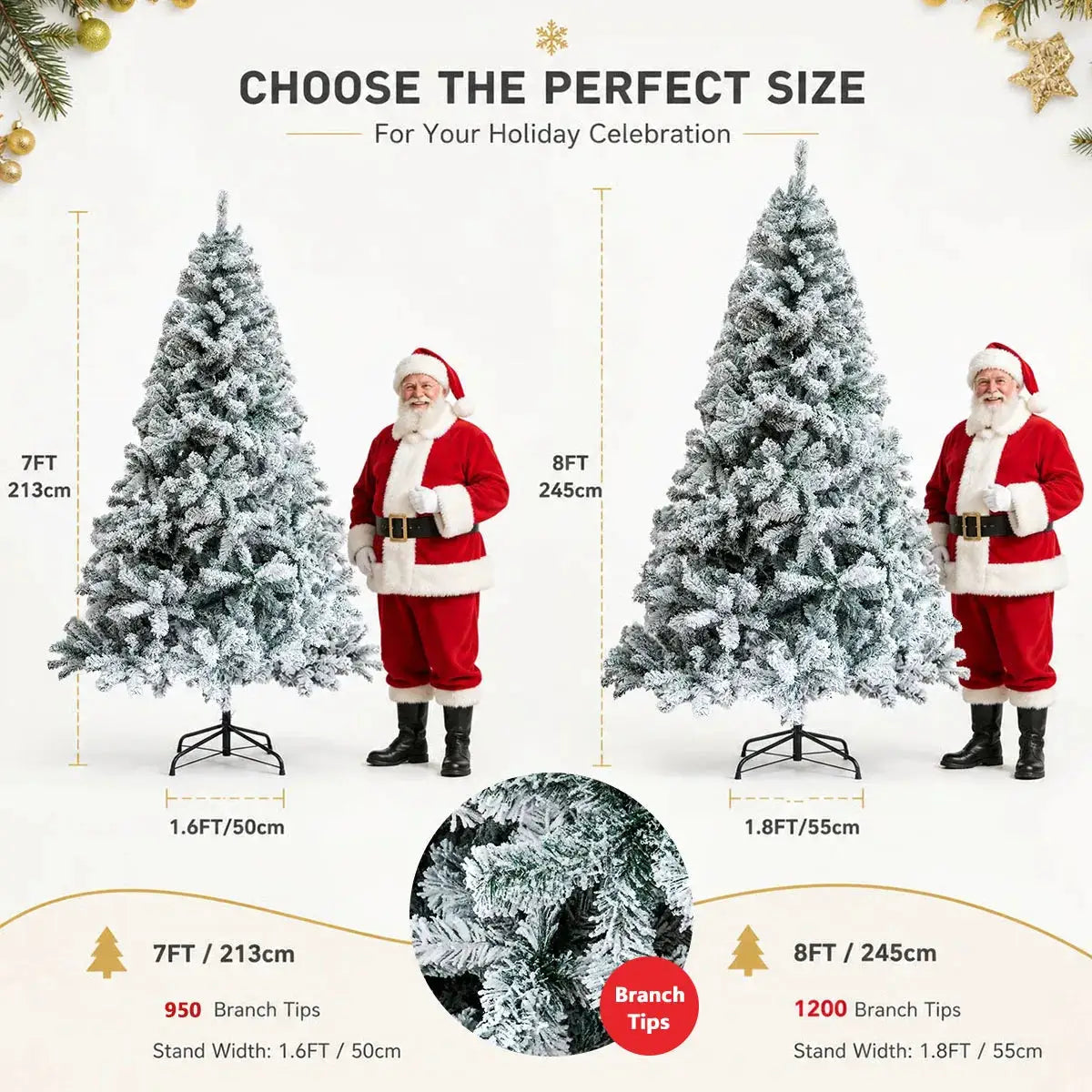 Artificial Flocked Christmas Tree | Snow Frosted | Fluffy Design | 7Ft Or 8Ft