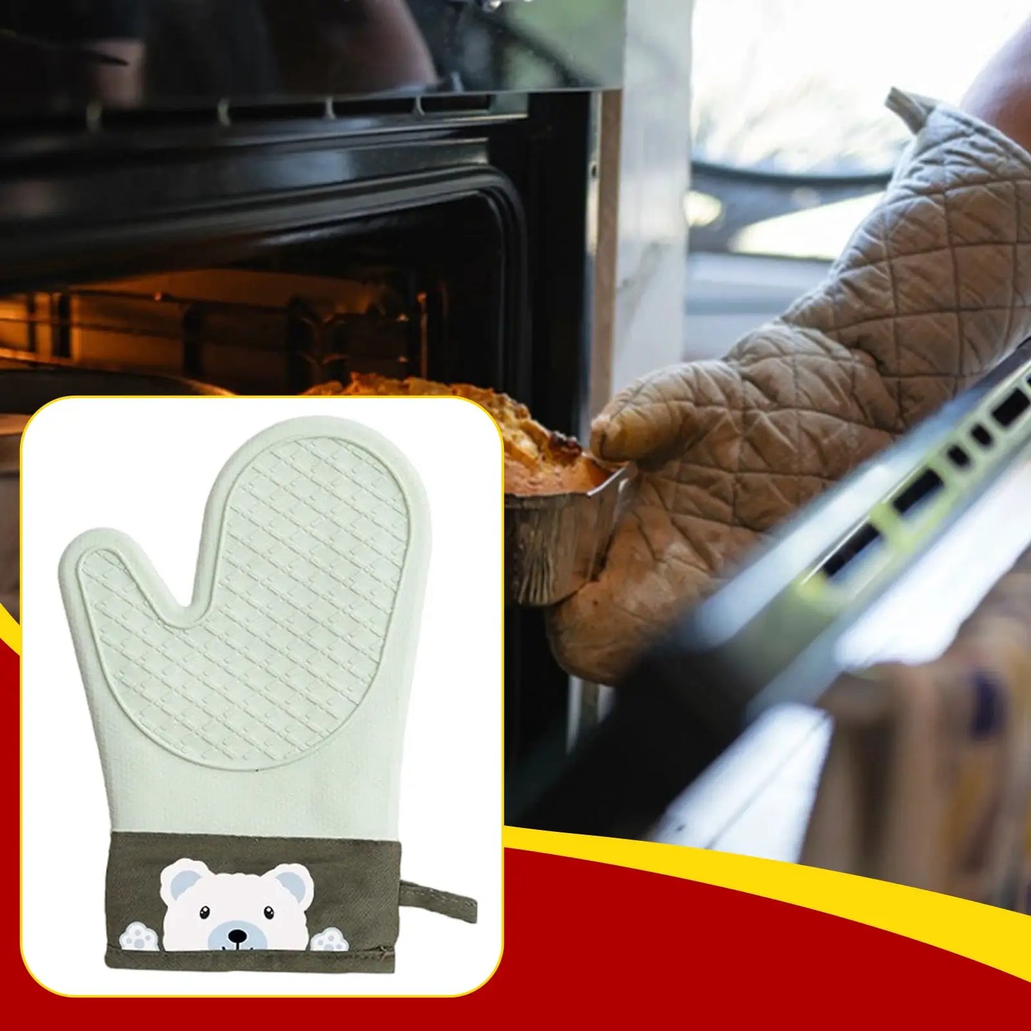 Silicone Oven Mitts | Heat Resistant Thickened | Non Slip | One Size