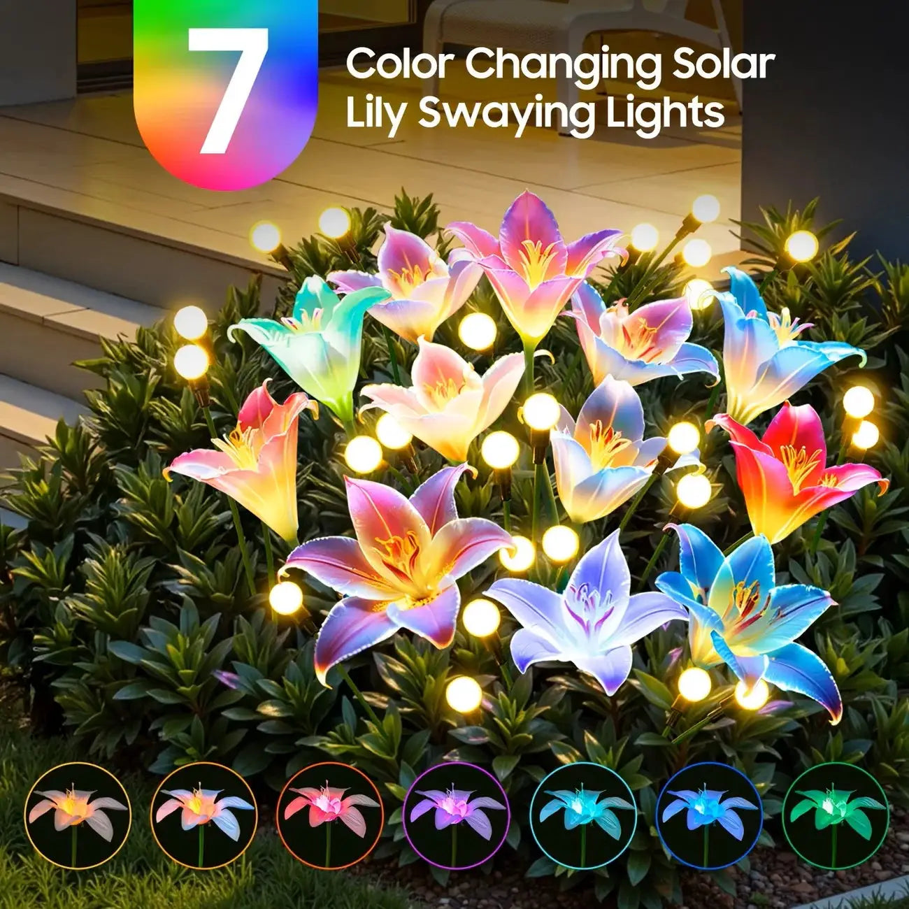 Lily Flower Solar Outdoor Light Ip65 Waterproof Solar Powered for Garden Pathway Landscape Lights Courtyard Yard Decoration from PriceLows™