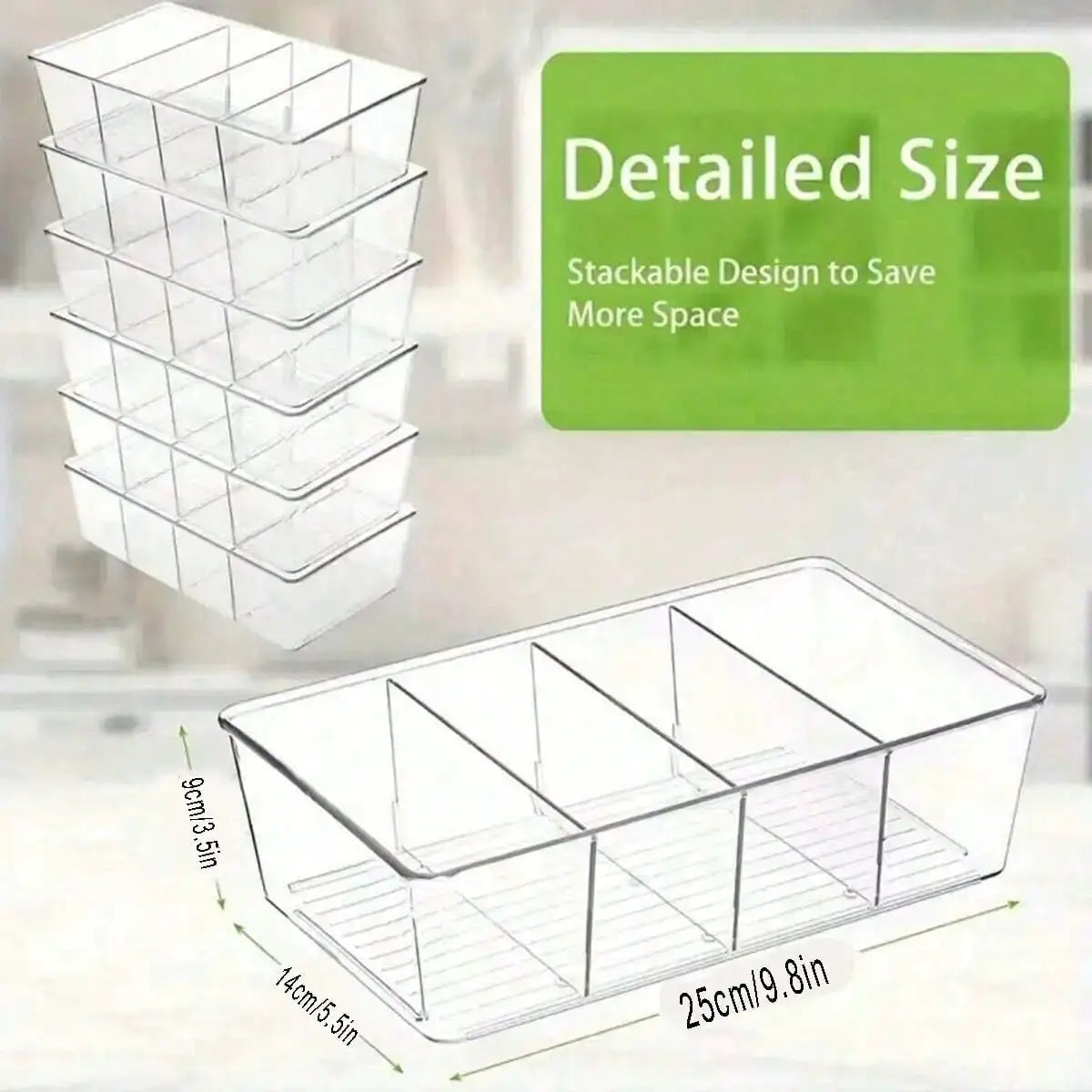 2pcs Transparent Plastic Storage Box, 4-Compartment Tea Bag Organizer, Divided Food Storage Container, Suitable For Pantry, Kitchen, Fridge, Cabinet, Can Store Spices, Snacks And More from PriceLows™