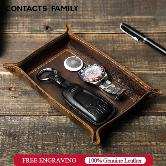 Leather Desktop Tray | Genuine Nubuck Leather | Jewelry Organizer | One Size from PriceLows™
