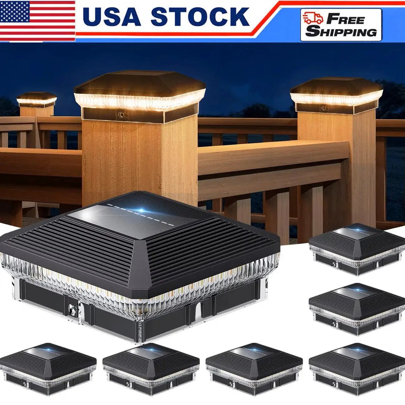 6/12 Pack 4x4 Solar Post Lights Outdoor, 40 LEDs 30 Lumens Fence Post Solar Lights Outdoor with 3 Modes from PriceLows™