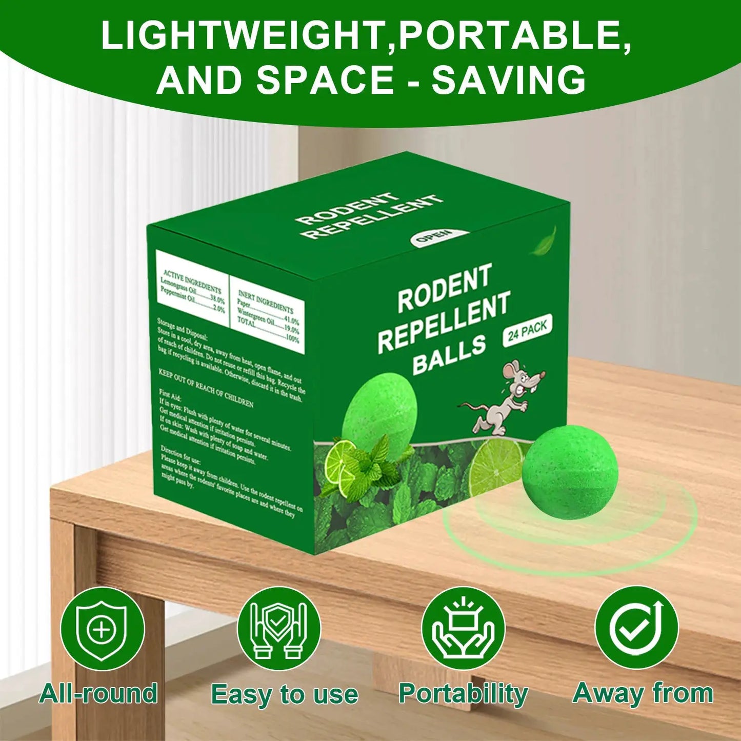 48 PCS Natural Peppermint Oil Rat Repellent Balls – Effective Mouse Repellent for Home & Garden, Repels Rats, Squirrels, Skunks, Raccoons, Spiders from PriceLows™