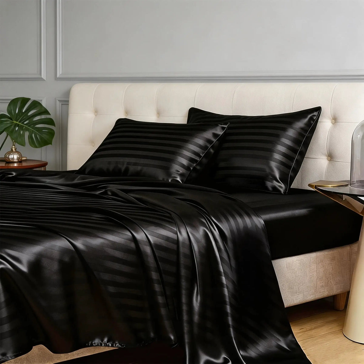 Satin Sheet Set | Cool Touch Microfiber | 4 Piece Bedding | Queen King Twin