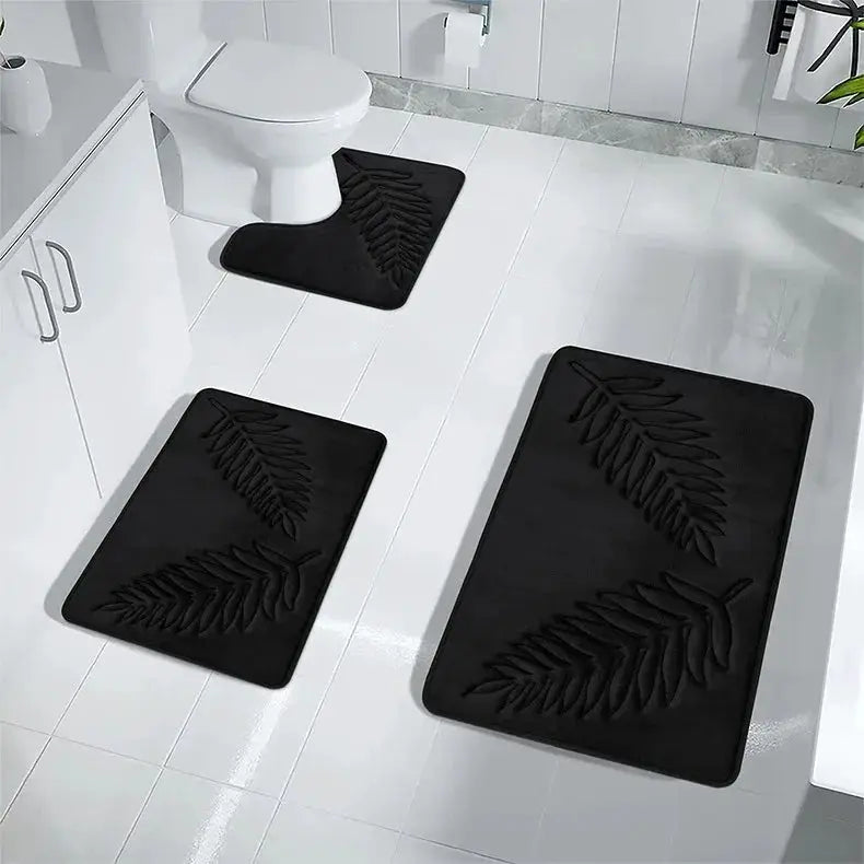 3 Piece Bathroom Mat Memory Foam Ultra Soft and Absorbent Leaf Bath Rugs Thick Washable For Bathroom Toilet Tub Mat Set from PriceLows™