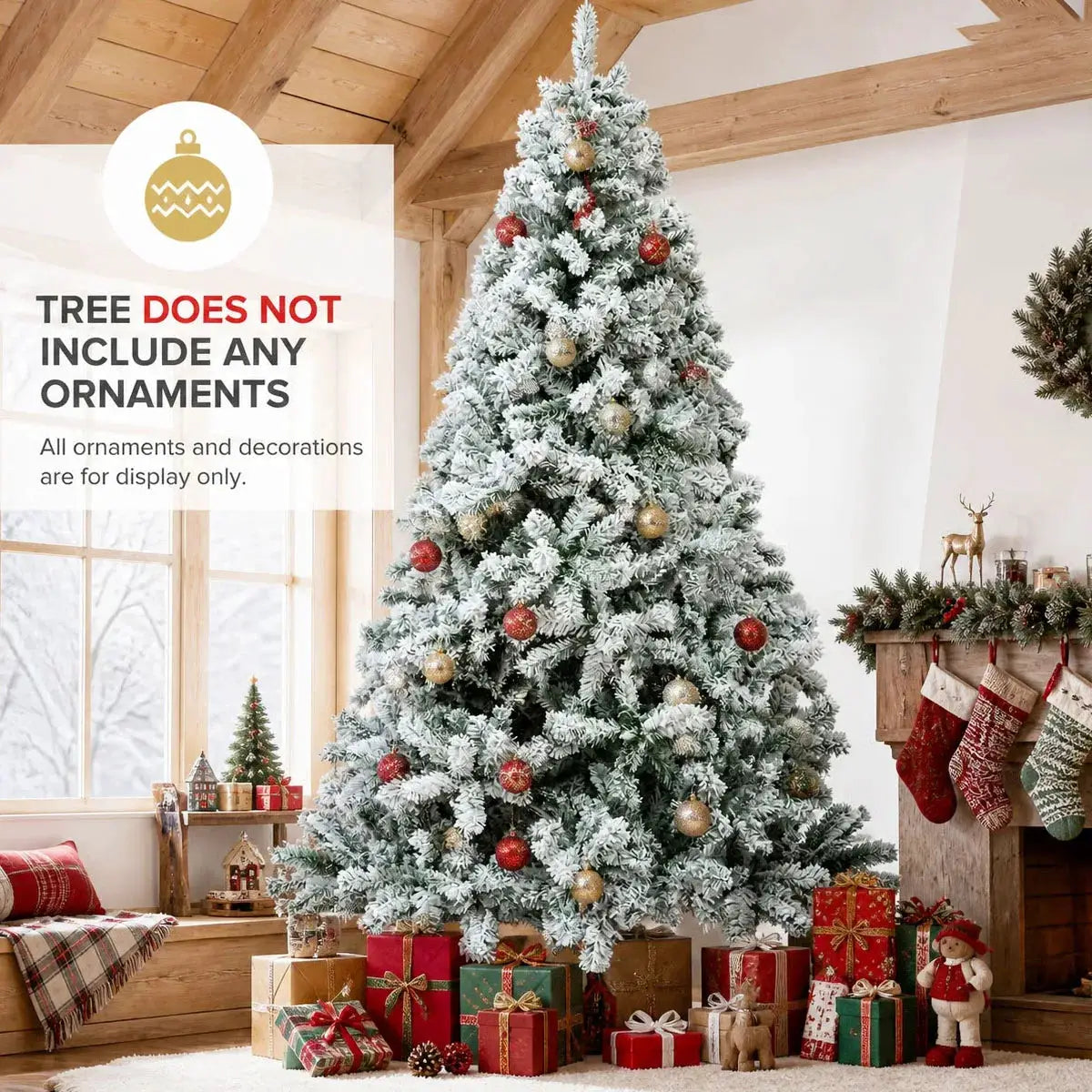 Artificial Flocked Christmas Tree | Snow Frosted | Fluffy Design | 7Ft Or 8Ft
