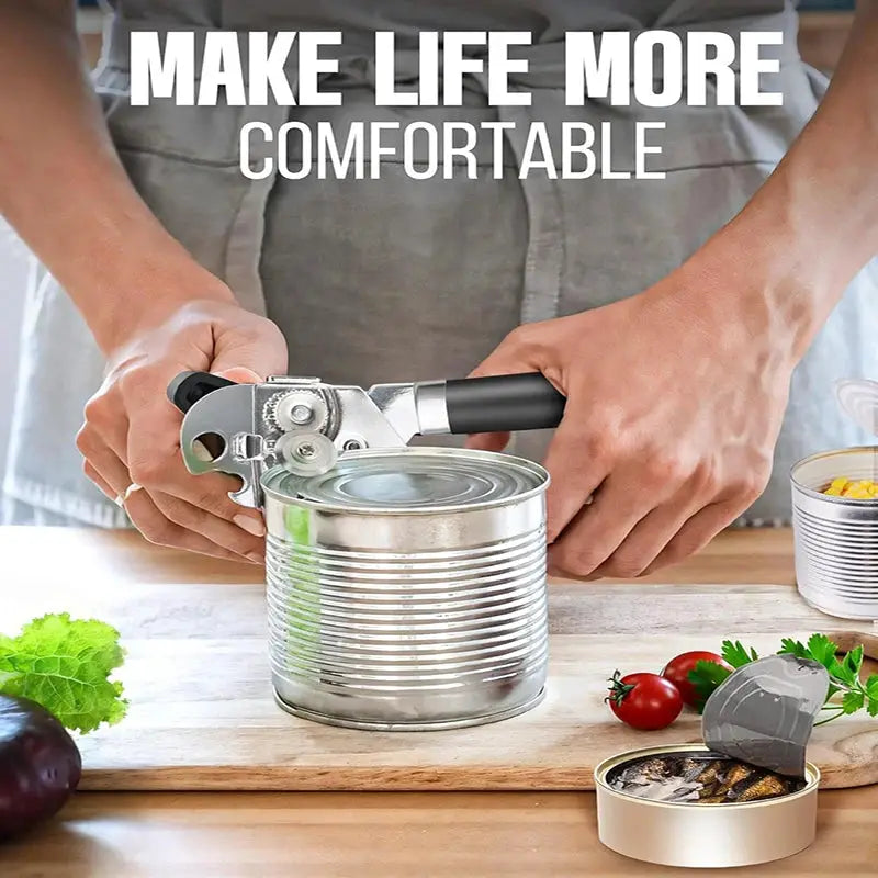 Multi-Use Can Opener & Bottle Opener - Stainless Steel, Handheld, for Jars, Cans, Easy Grip, Dishwasher Safe (Silver) from PriceLows™