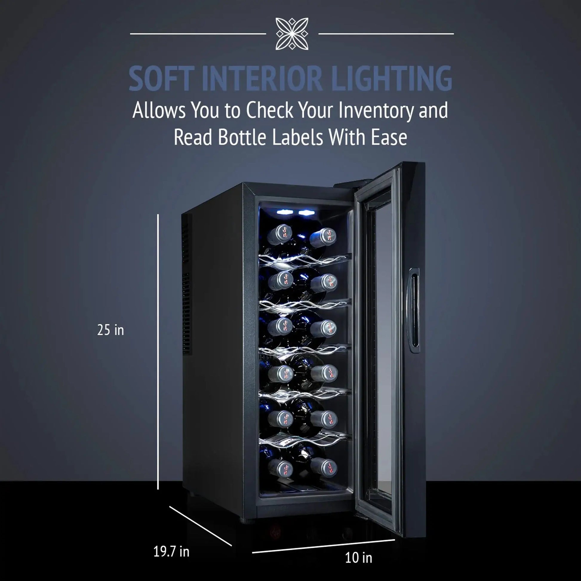 Ivation 12 Bottle Thermoelectric Wine Cooler, Quiet Freestanding Wine Fridge, Black from PriceLows™