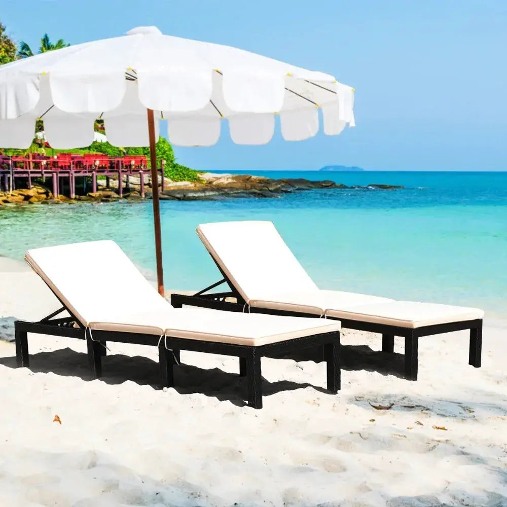 Patio Cushioned Rattan Lounge Chair Chaise Couch w/ Adjustable Height Outdoor from PriceLows™