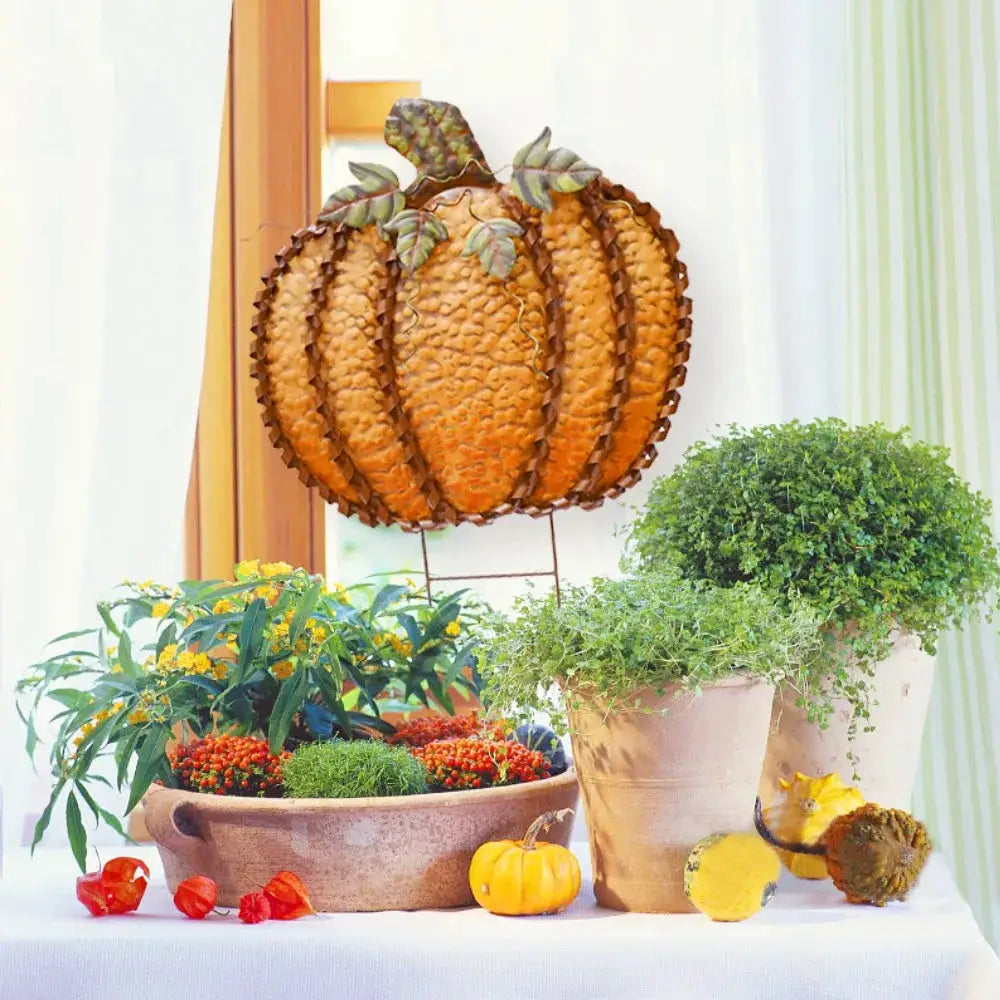 26" Metal Pumpkin Stakes Yard Signs Decorative Garden Stake Fall Decor Pumpkins Lawn Stakes Ornaments Outdoor Autumn Halloween from PriceLows™