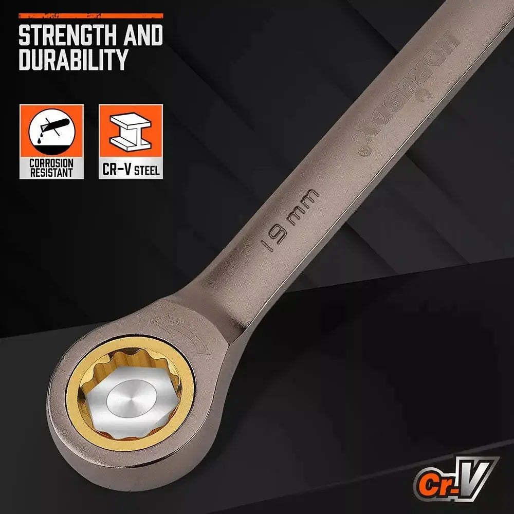 HORUSDY 12Pc Ratchet Spanner Set Metric Wrench Spanners ‎‎Nickel Plating 8-19MM from PriceLows™