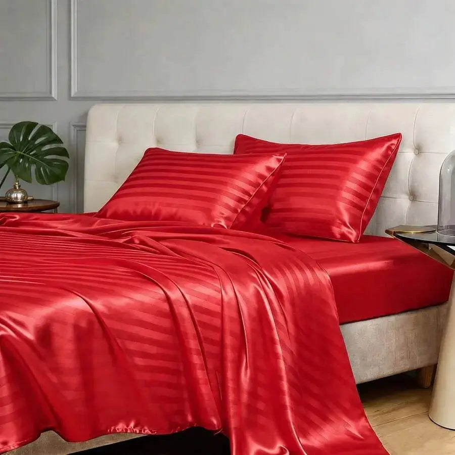 Satin Sheet Set | Cool Touch Microfiber | 4 Piece Bedding | Queen King Twin