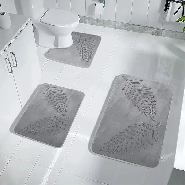 3 Piece Bathroom Mat Memory Foam Ultra Soft and Absorbent Leaf Bath Rugs Thick Washable For Bathroom Toilet Tub Mat Set from PriceLows™