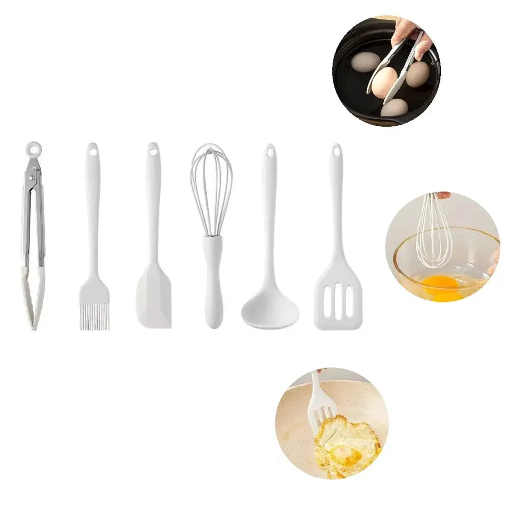 6-Piece Mini Silicone Kitchen Utensil Set - Heat-Resistant Non-Stick Kitchen Tools, Includes Spatula, Scraper, Whisk, Food Tongs from PriceLows™