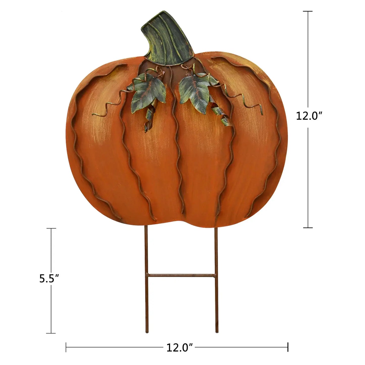 2pcs 17.5" 2 Parts Metal Pumpkin Garden Stakes Autumn Decorative Yard Signs Indoor Outdoor Plant Flower Stake Fall Lawn Ornament from PriceLows™