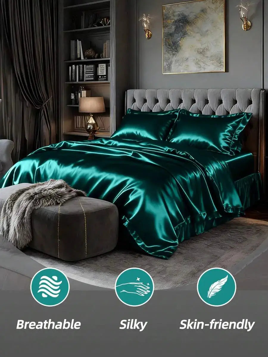 Microfiber Satin Sheets | 80 Thread Count | Silky Soft Feel | Three Piece Set