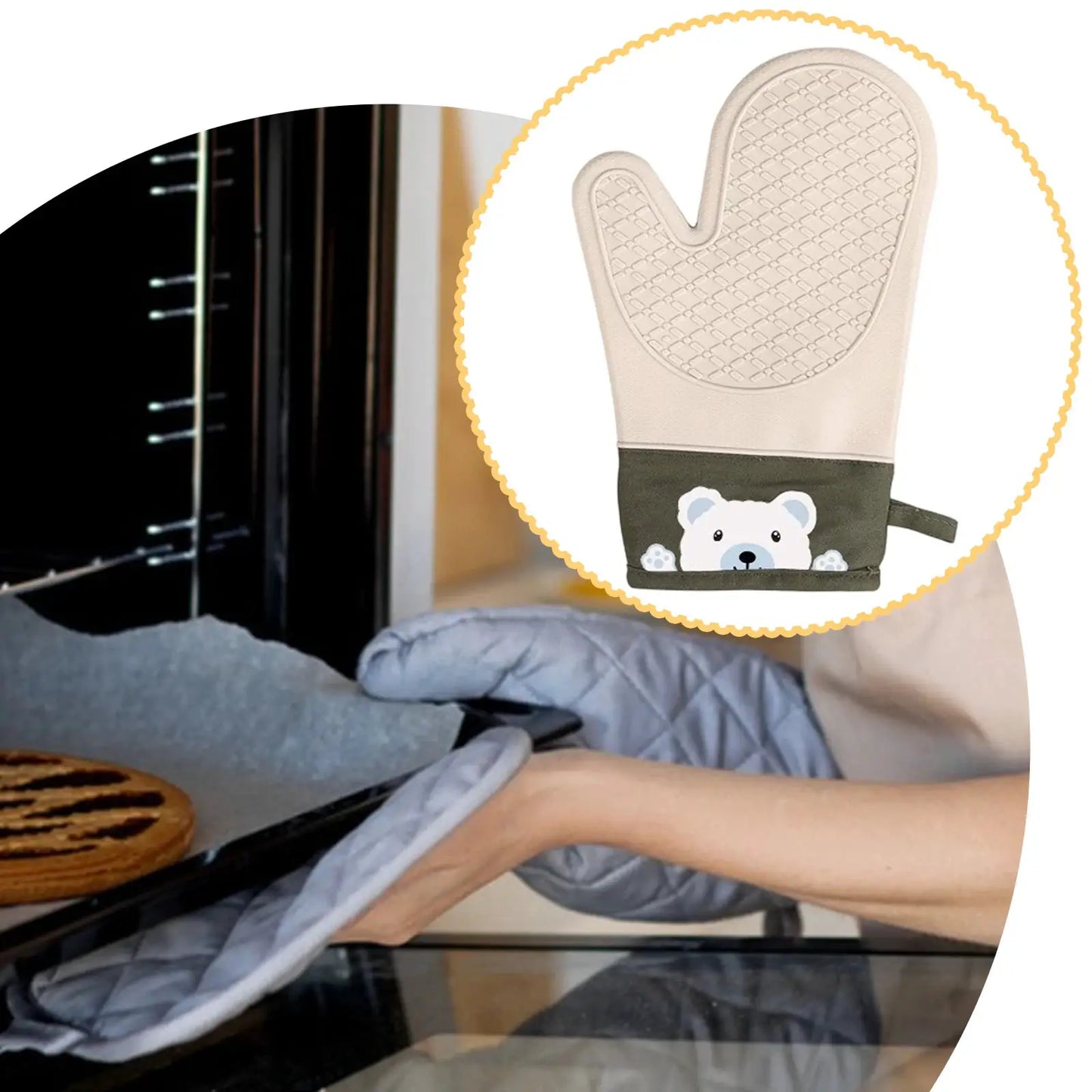 Silicone Oven Mitts | Heat Resistant Thickened | Non Slip | One Size