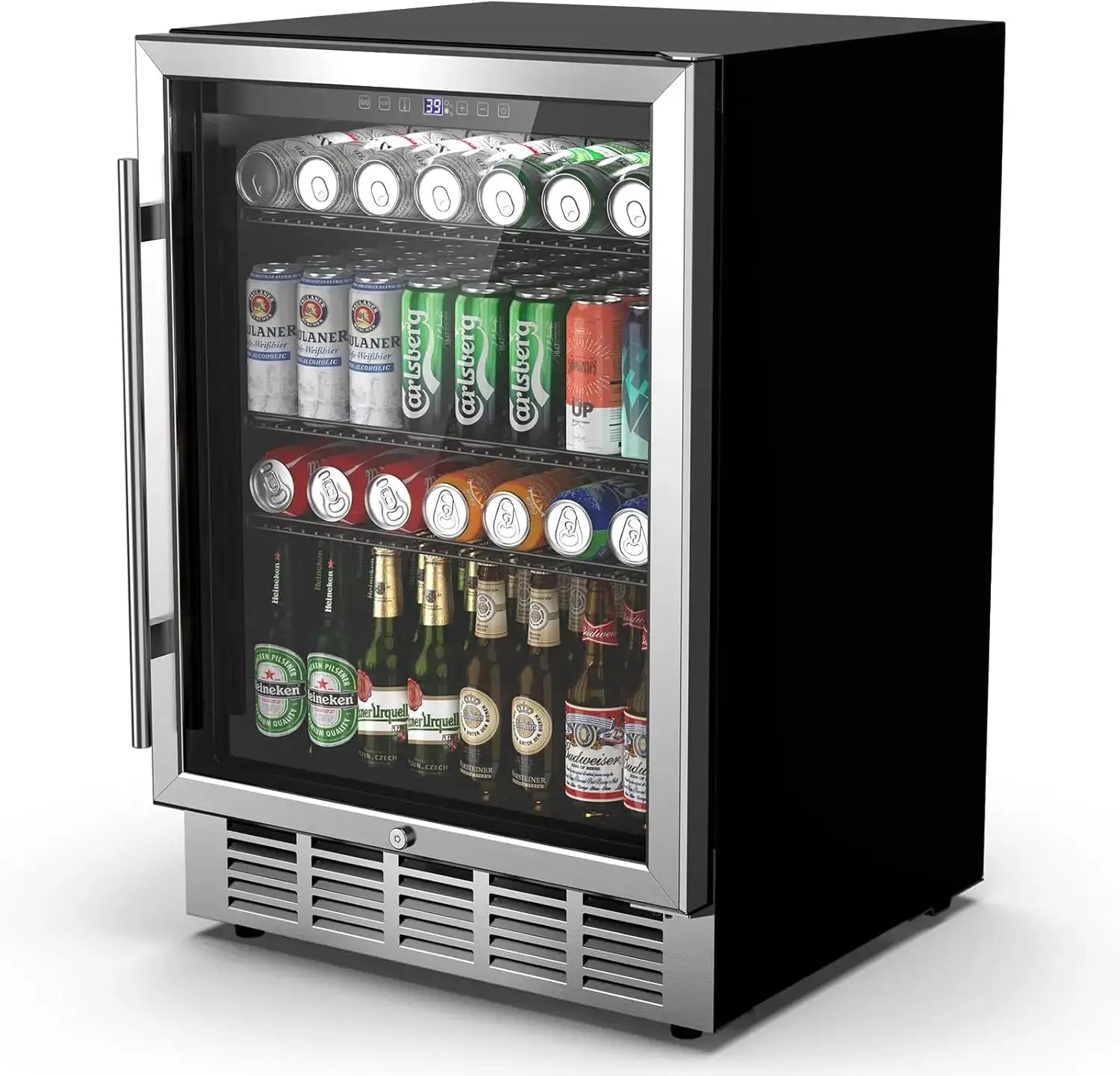 24 Inch Beverage Refrigerator 190 Cans Built-in/Freestanding Beverage Cooler Digital Memory Under Counter Beer Fridge Glass Door from PriceLows™