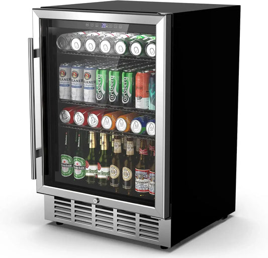 24 Inch Beverage Refrigerator 190 Cans Built-in/Freestanding Beverage Cooler Digital Memory Under Counter Beer Fridge Glass Door from PriceLows™