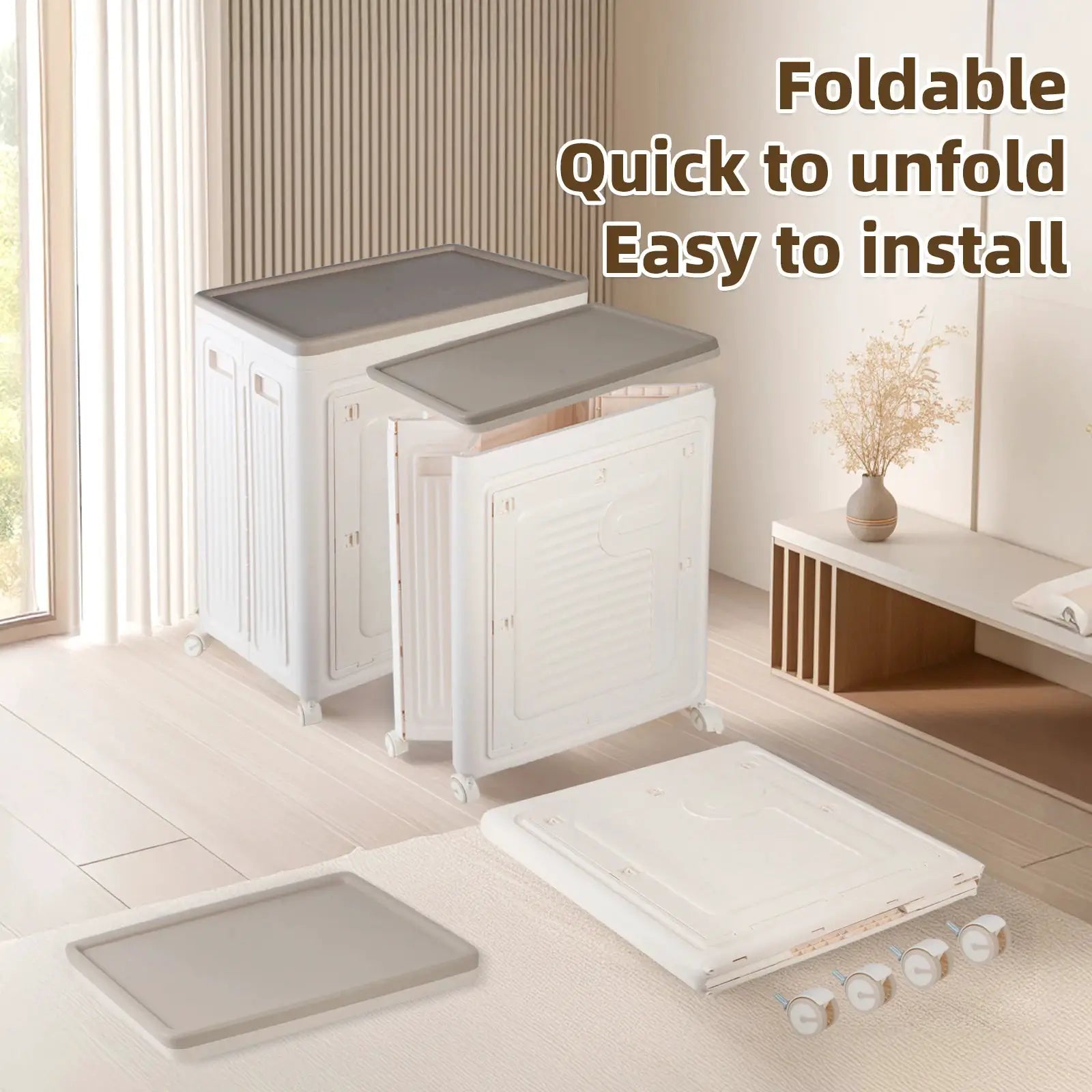 Foldable Storage Box with Wheels – Large Capacity, Dustproof & Multi-Purpose Storage Cabinet, Household Organizer Items from PriceLows™