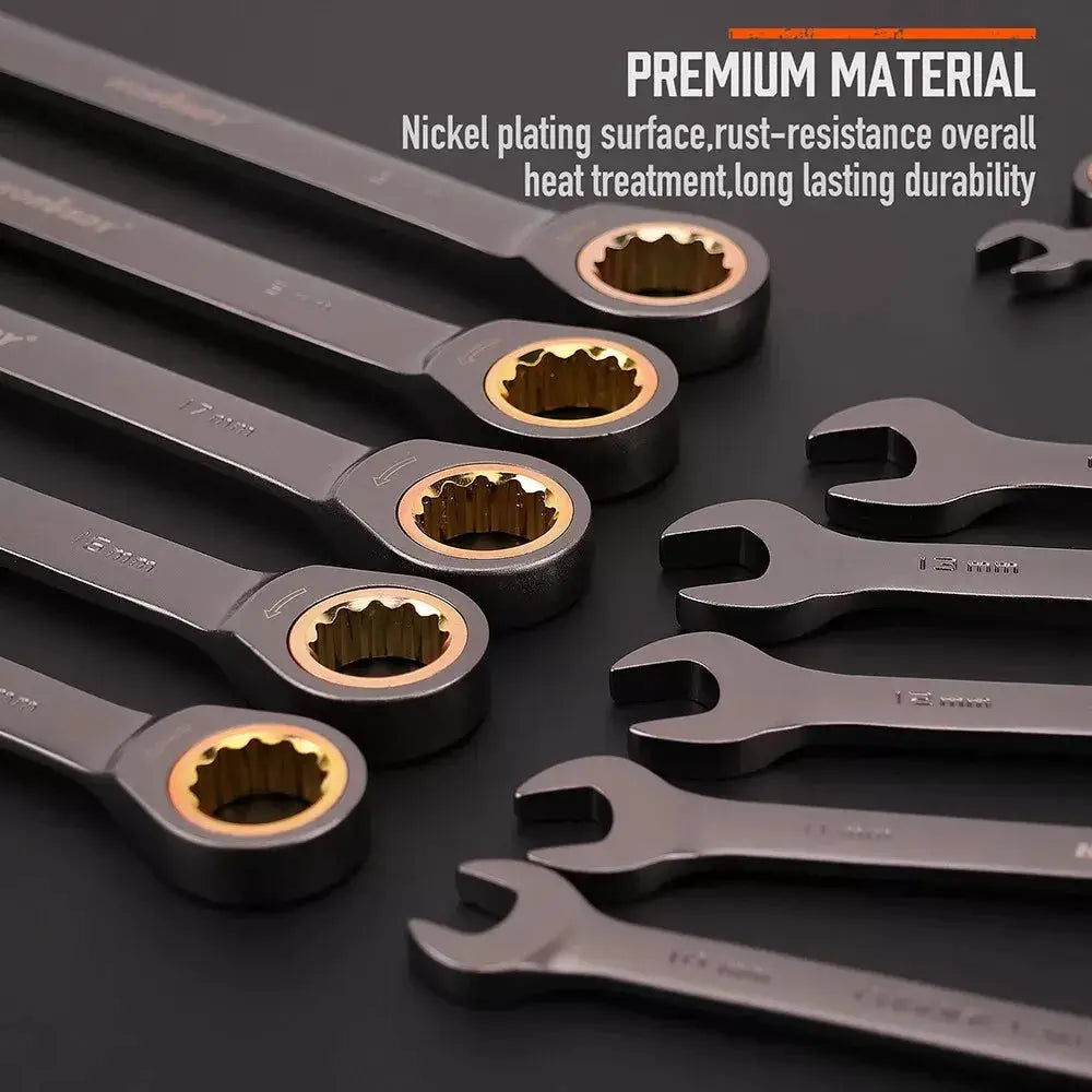 HORUSDY 12Pc Ratchet Spanner Set Metric Wrench Spanners ‎‎Nickel Plating 8-19MM from PriceLows™