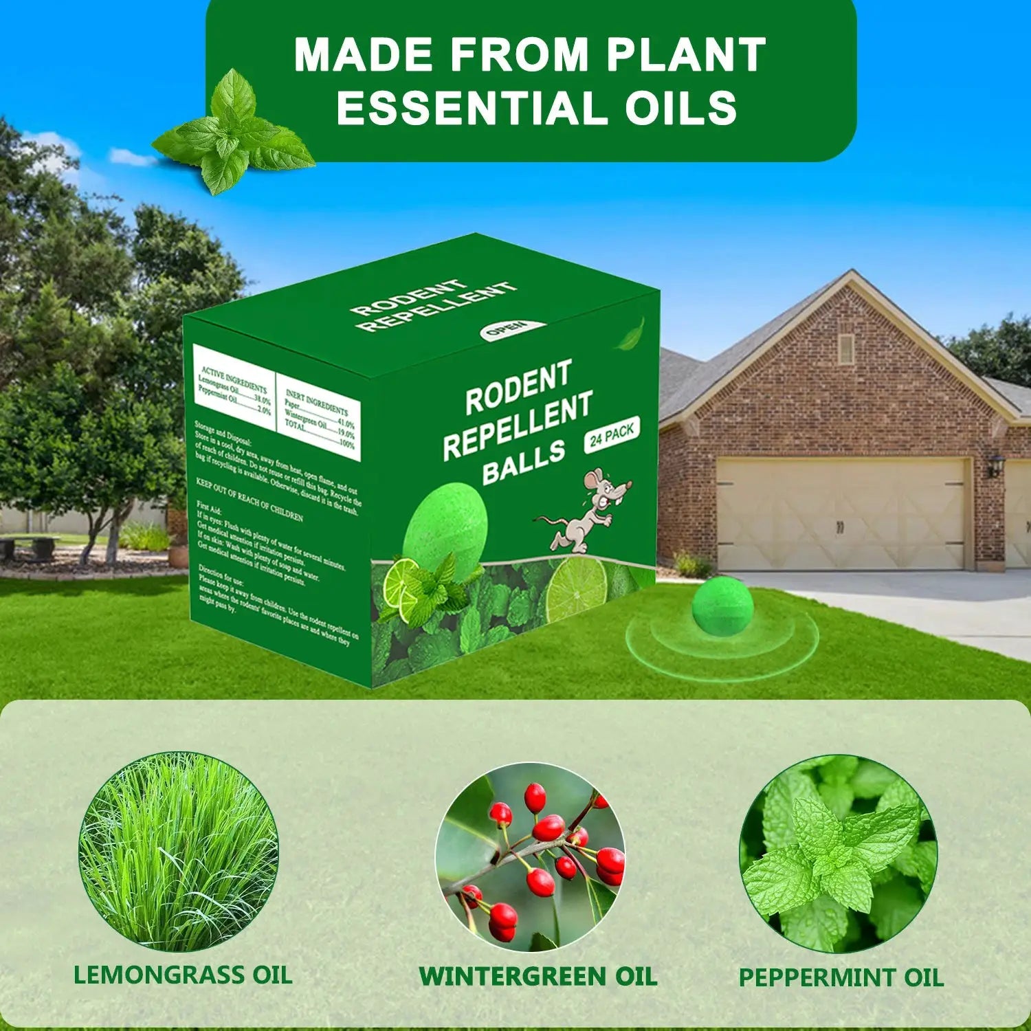48 PCS Natural Peppermint Oil Rat Repellent Balls – Effective Mouse Repellent for Home & Garden, Repels Rats, Squirrels, Skunks, Raccoons, Spiders from PriceLows™