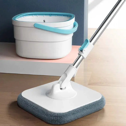 Spin Mop and Bucket Set with Dirty and Clean Water Separation System, Self-Wringing 360° Rotating Flat Mop, Hands-Free Self from PriceLows™