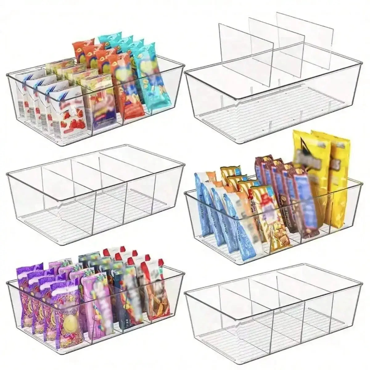 2pcs Transparent Plastic Storage Box, 4-Compartment Tea Bag Organizer, Divided Food Storage Container, Suitable For Pantry, Kitchen, Fridge, Cabinet, Can Store Spices, Snacks And More from PriceLows™