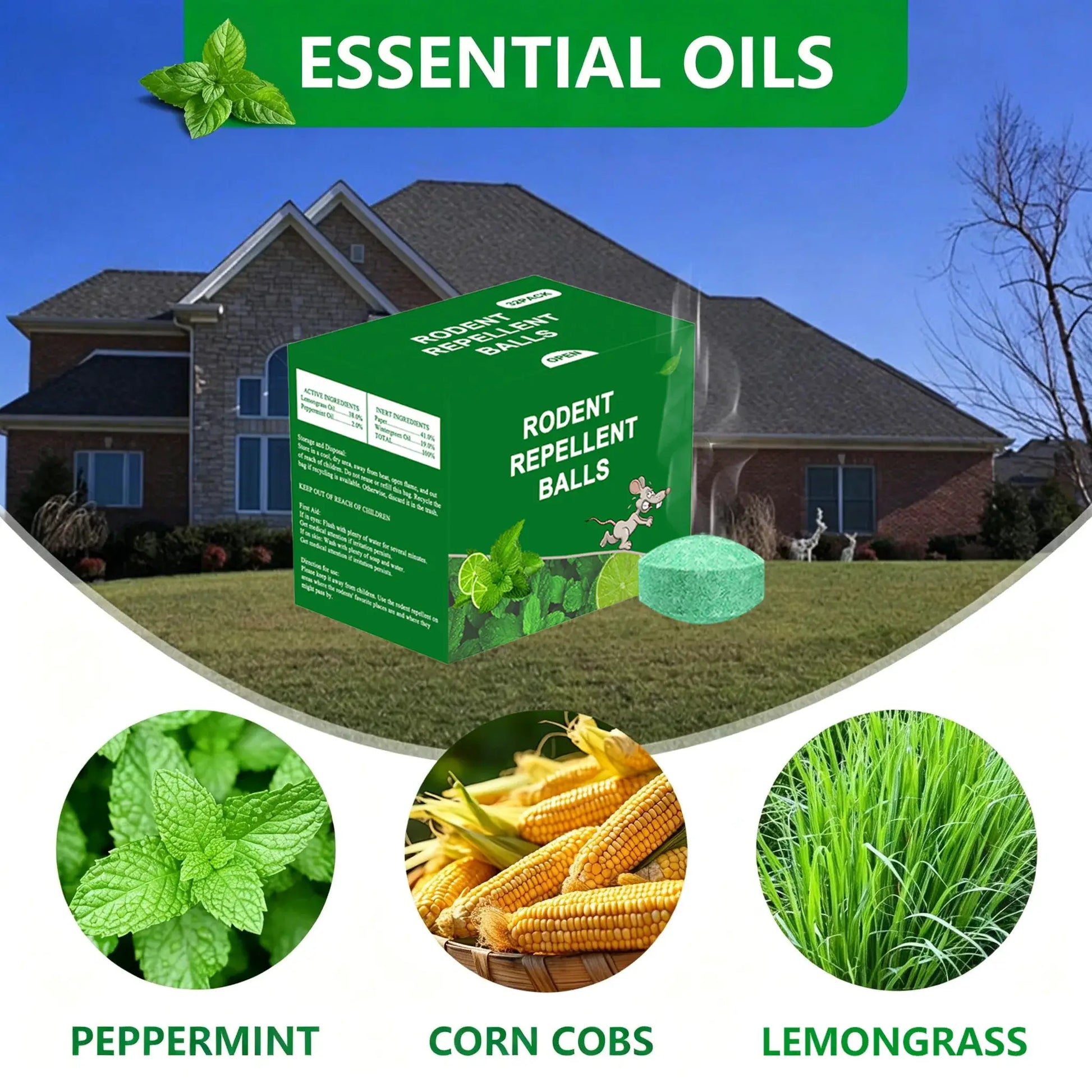 Rodent Repellent Balls, 48 PCS Rodent Control, Natural Mouse Repellent Peppermint Oil for Mice, Rats, Squirrels, Skunks, Raccoon, Spiders and Pests, Keeps Pests Away Effectively from Garden & Home (Peppermint) from PriceLows™