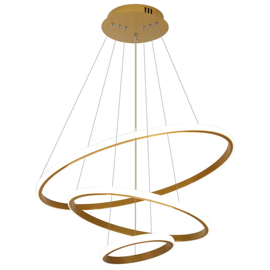 Modern LED Ring Chandelier 3 Ring Dimmable Circular Dining Ceiling Pendant Light for Dinning Room Living Room from PriceLows™