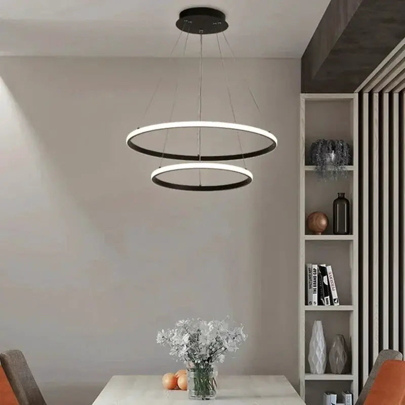 Modern LED Ring Chandelier 3 Ring Dimmable Circular Dining Ceiling Pendant Light for Dinning Room Living Room from PriceLows™