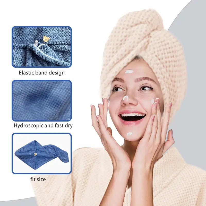 Womens Wrap Bathrobe | Microfiber | Adjustable Closure | Hair Towel Set