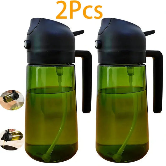 Oil Dispenser Sprayer | 16 Oz Capacity | Glass Bottle | 2 Pack