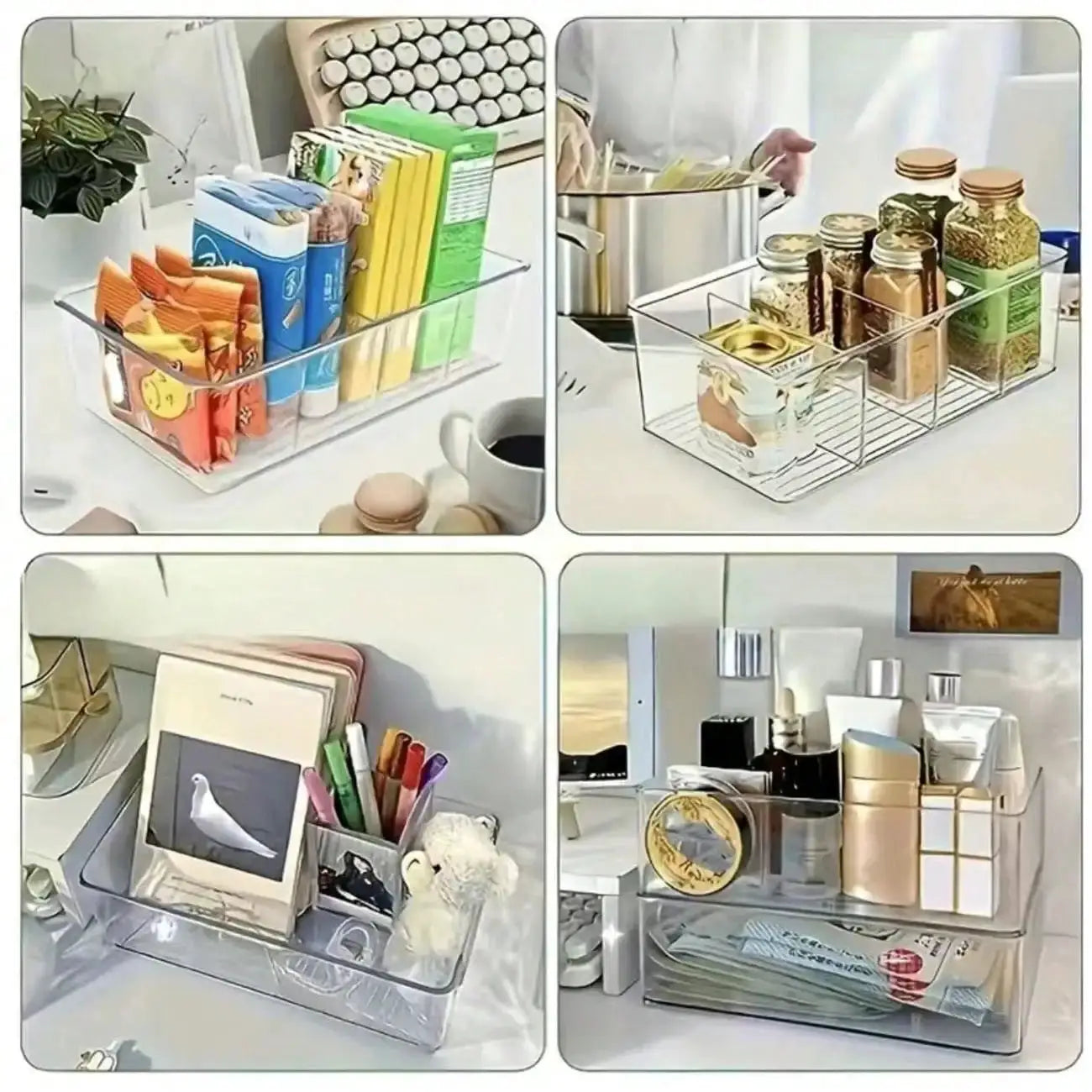 2pcs Transparent Plastic Storage Box, 4-Compartment Tea Bag Organizer, Divided Food Storage Container, Suitable For Pantry, Kitchen, Fridge, Cabinet, Can Store Spices, Snacks And More from PriceLows™