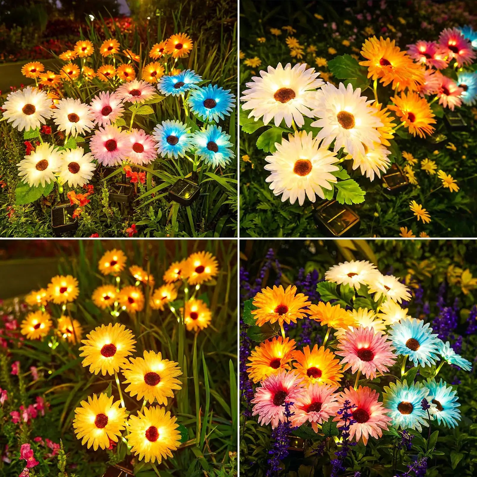 Solar Outdoor Garden Lights, 16 Glowing Daisy Flowers Solar Lights, Waterproof Solar Flower Lights for Yard Patio Pathway Decor from PriceLows™