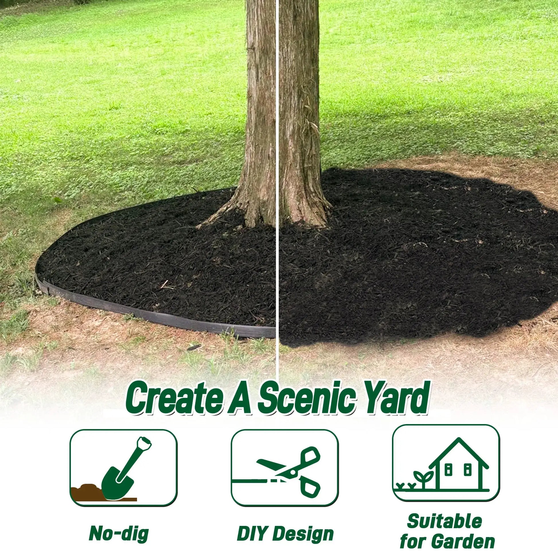 33FT Landscape Edging Kit, Garden Edging Coil Comes with 30 Pcs Spikes, No Dig Lawn Border Design from PriceLows™