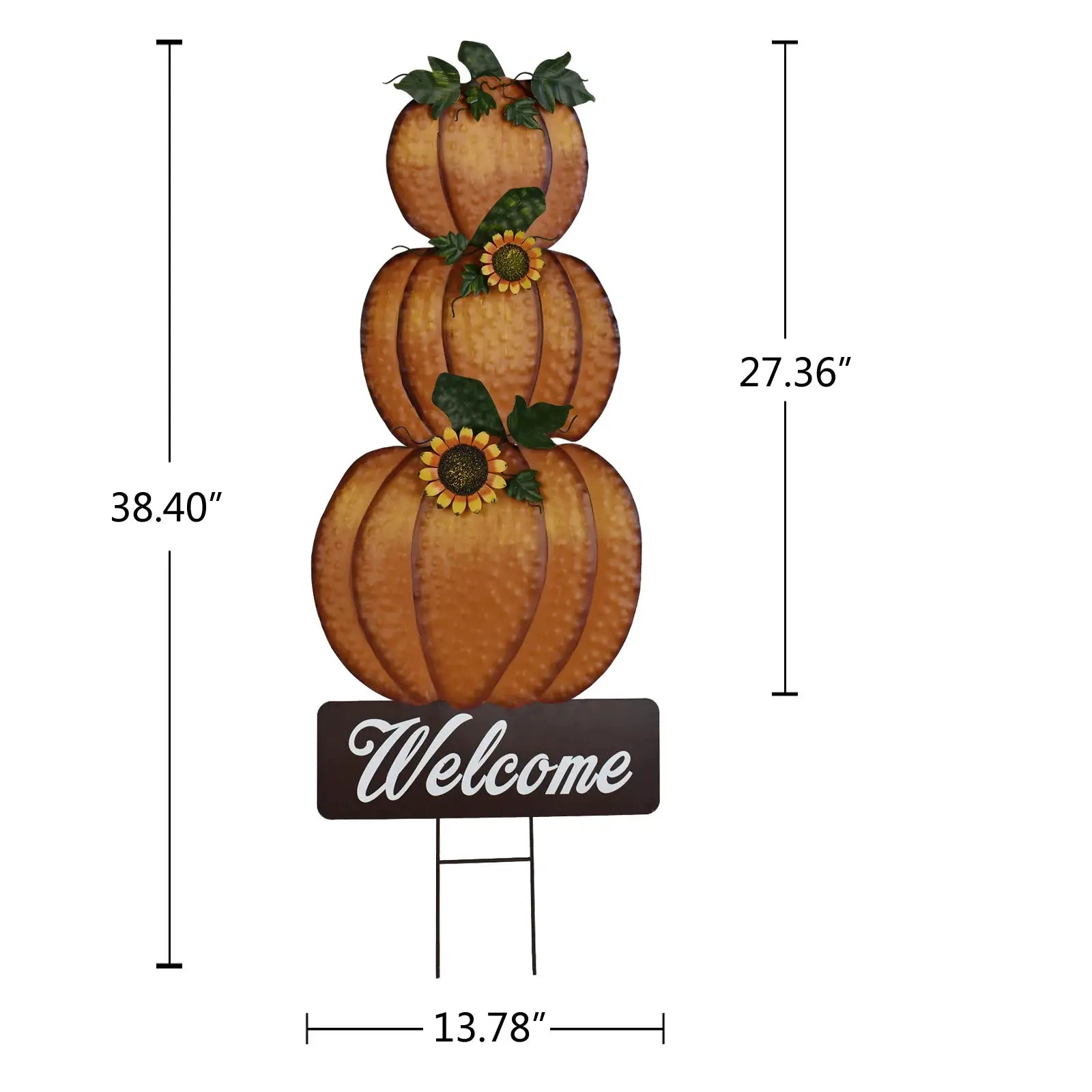 3 pcs Metal Pumpkin Yard Stake Sign Outdoor Fall Yard Decor Stacked Pumpkin Welcome Sign Decorative Garden Thanksgiving Stake from PriceLows™